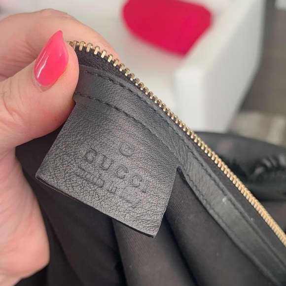 Authentic GUCCI Handbag Black Calfskin Leather Ruffles Sabrina Boston EUC - Picture 11 of 15